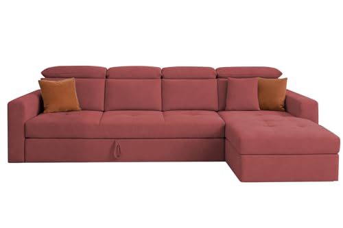 Image of Casaliving Gagnon RHS 6 Seater L Shape Corner Sofa Cum Bed for Living Room (Maroon Fabric) Premium Fabric Sofa