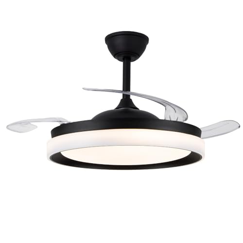 AKUNADECOR Ventilador Dc Ecobris Negro Led 45w Dimable 3 Temperaturas 4400 Lumenes Akunadecor