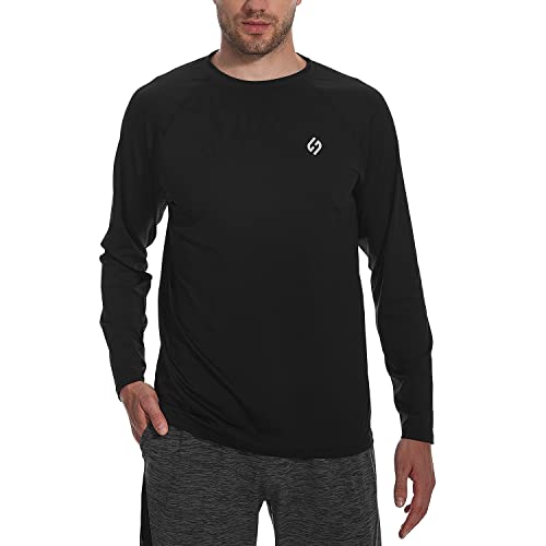 Men's Upf 50+ Quick-Dry Swim Shirt Rash Guard With Sun Protection Black #TOP15