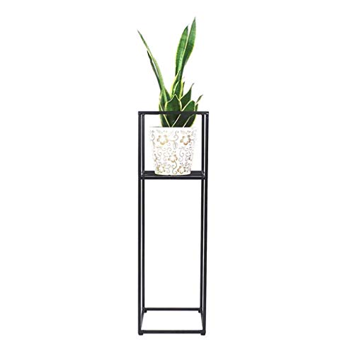 Madcg Black Flower Pot Rack Geometric European Style Plant Shelf Modern Metal Display Rack Rust-proof Multifunction Strong And Durable Stable For Living Room Balcony Flowers Stand