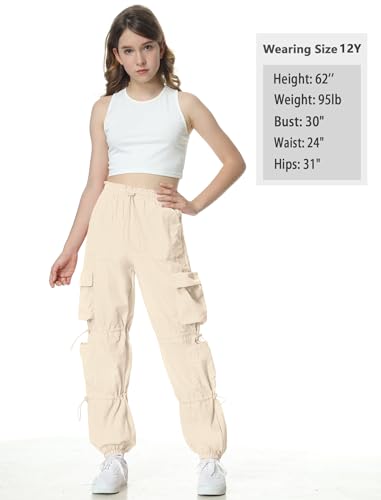 Image of EXARUS Girls Parachute Pants Cargo Hip Hop Wide Leg Baggy Y2K Teen
