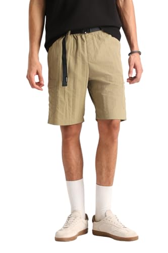 Image of SNITCH Men Casual Shorts | Regular Fit Mid Rise Solid Design | Lightweight 100% Nylon with Smooth Texture & Utility Pockets for Summer & Casual Wear