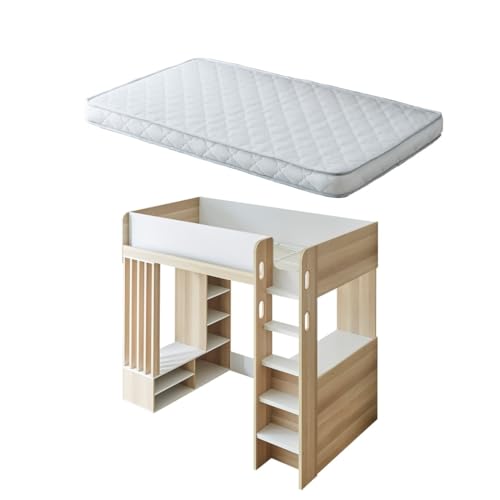 システムベッド ロフトベッド 木製 高さ115cm シングル　ホワイト Amazon｜Chic ZONE システムベッド 木製ロフトベッド 本棚 机