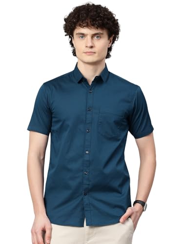 Image of Majestic Man Slim Fit Pure Cotton Half Sleeve Solid Casual Shirt