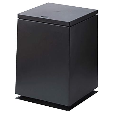 Modern Waste Basket - 1.85 Gal/7L Square Shape Trash Bin - Pop Open Trash Can with Lid - Black Bathroom Trash Can - Push Top Kitchen Garbage Can - Home/Office Trash Can with Removable Liner Bucket Cover
