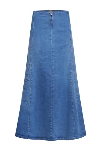 Image of Clove Jeans Women's Ice Blue Denim Maxi Skirt - A-Line Ankle Length Plus Size Ladies Skirts with Chic V Panels - Long Women's Jeans Maxi Skirts Plus Size 12 to 22