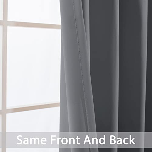 Yakamok Blackout Curtains Room Darkening Thermal Insulated Window Panels,Solid Grommet Top Drapes for Bedroom/Living Room(38Wx90L, Grey, 2 Panels)