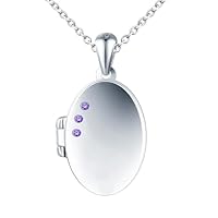 MICSAVI Medaillon kette silber 925 für damen mädchen kinder, Foto halskette medaillon zum öffnen für bilder personalisierte, Oval anhänger mit 3 zirkonia, Silberkette 50cm