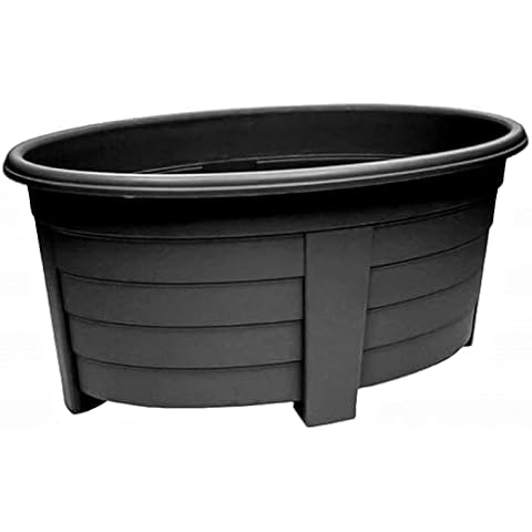 3 x Extra Large Oval Garden Planter Plant Pot 55cm Plastic Trough Planter Raised Cover