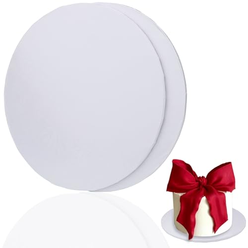 10 inch Round Cake Drum Boards, Dulinkas 1/4 Inch Thick White Corrugated Cardboard Cake Base Grease-Resistant Cake Boards for Multi-Layer Cakes, Weddings & Parties 2 Pack