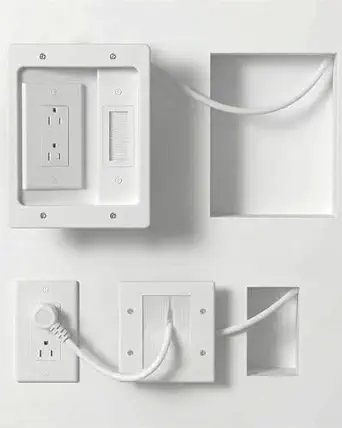 In-Wall TV Cable Management Kit with Dual AC Outlet and Brush Wall Plate, 9.8FT