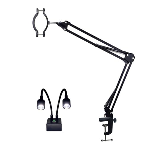 顕微鏡キット 調整可能な顕微鏡レンズホルダースタンド LED スポットライトデジタルカメラ 顕微鏡レンズアダプター (Color : Stand and Light)