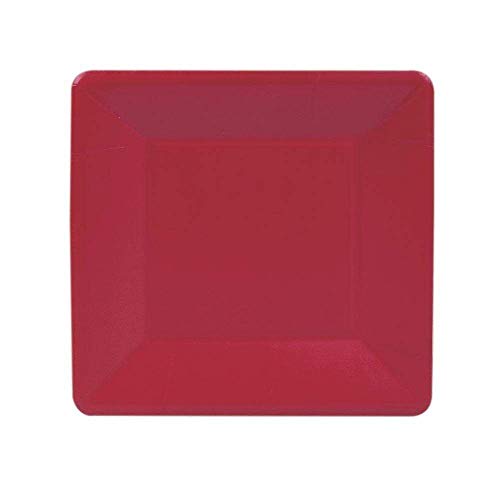 Entertaining with Caspari Grosgrain Paper Salad/Dessert Plates, Red, Pack of 8, 1 ea (6014SP)
