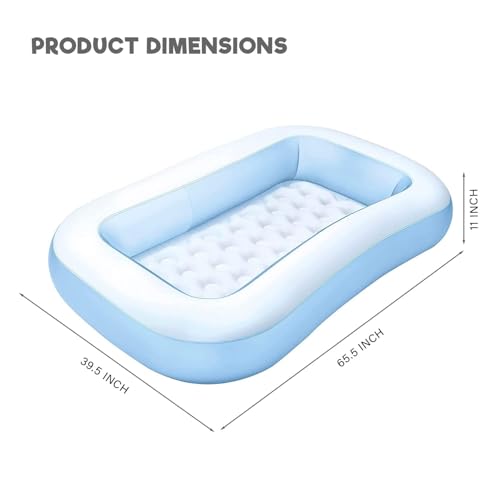 Image of Pivalo 5.5 Feet Rectangular Inflatable Swimming Pool with Electric Pump Bathtub Full-Sized for Kids Outdoor, Garden, Summer Party -Blue