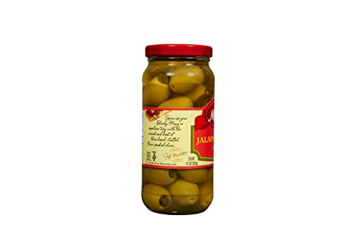 Mezzetta Jalapeño Stuffed Olives - Locally Grown Peppers from Napa Valley - Perfect Appetizer or Cocktail Addition - Crisp & Savory Green Fruits with Heat - Shipped Fresh - 10 Oz Jar - Pack of 6