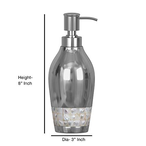 Nu Steel Ja6H Jakarta Collection Liquid Soap & Lotion Dispenser Pump For Bathroom Or Kitchen Countertops, Metal With Mother Of Pearl Finish, Small, Mop & Shiny #TOP2