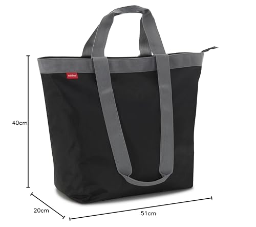 achilles Einkaufstasche, Freizeittasche, Tragetasche aus Polyester mit Reißverschluss, Waschbar & wiederverwendbar für Einkauf, Sport, Pool, Strand, 51 cm x 20 cm x 40 cm (Schwarz)