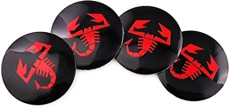 4 tapacubos de rueda de 2.2 pulgadas, cubierta central para logotipo de Abarth Scorpion, forma de arco circular estéreo 3D, aleación de aluminio,