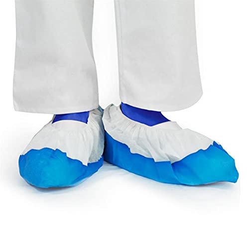 Lot de 100 housses de chaussures jetables en TNT + polyéthylène (CPE), 40 g/m², taille unique, bleu Cover