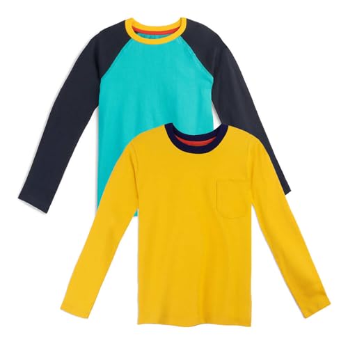 Image of Mightly Boys and Girls' Long Sleeve Raglan Shirt | Organic Cotton, Colorful Casual Stylish Clothes, Soft&Fresh Crew Neck Tee