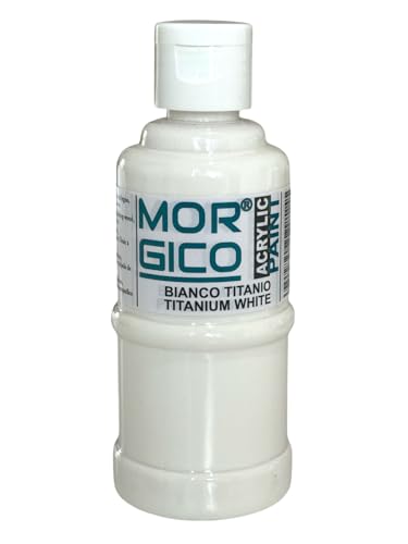 MORGICO Vernice Acrilica Professionale 120 ml | Bianco Titanio - Ideale per Legno, Tela, Tessuti, Pelle e Pietra - Colori per Dipingere per Artisti e Hobbisti (Bianco)