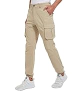 FitsT4 Men's Hiking Cargo Pants Slim Fit Zipper Pockets Lightweight Quick Dry Outdoor Joggers Gol...
