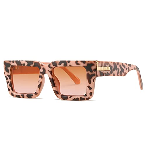 Lunettes de soleil carrées MUTYNE rose léopard rétro avec verres dégradés UV400