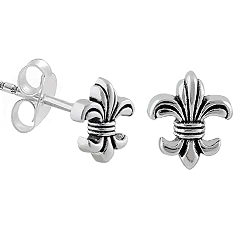 Sterling Silver Fleur De Lis Stud Earrings