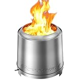 EchoSmile Rauchfreie Feuerschale mit Dreifach Verbrennung und Verstellbare Drosselklappe, Holzofen Edelstahl für Terrasse, Garten, Camping, Tragbare Feuerstelle Outdoor - ⌀ 46 cm, Höhe 44 cm
