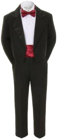 Unotux 7pc Boy Black Suit Tuxedo Tail 