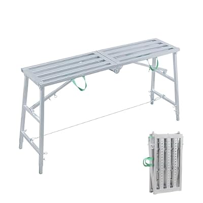 TYJIAR Scaffolding Equipment, Portable Folding Scaffolding Platform Work Bench, Scaffold Tower Ladder Stool with Adjustable Height, Galvanized Steel, 882 lbs Max Load