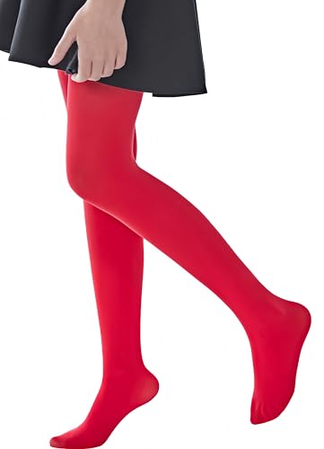 leg elegant Ballet Footed Dance Tights for Toddler and Kids Girls 50D (Red,8-10)