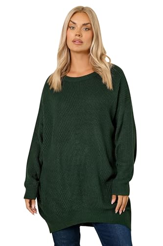 Yours Curve Essential Knitted Jumper - Women's - Plus Size Curve Dark Green