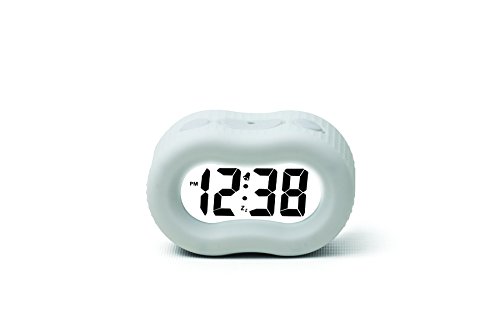 Timelink Smartlight White Digital Rubber Outer Shell Alarm Clock For Bedrooms Travel, For Men Women, Simple Operation, Automatic Smart Night Light Dimmer For Kids, Large Display, Snooze, Small #TOP1