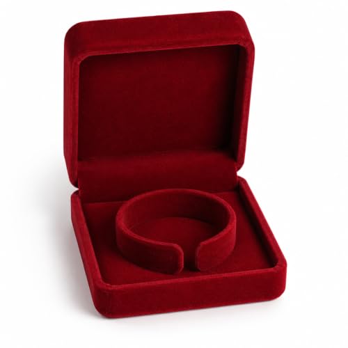 KIRVOS Boîte à Bracelet Ronde pour Présentation de Bijoux, Écrin Rouge pour Bracelet – Idéal pour Mariage, Fiançailles et Cadeau, Boîte Cadeau Bijoux Élégante