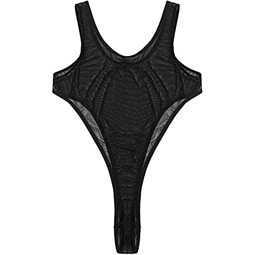 DRHOM Men's One-Piece Sheer Mesh Tank Leotard Jumpsuit U Neck Wrestling Singlet Bodysuit Underwear4
