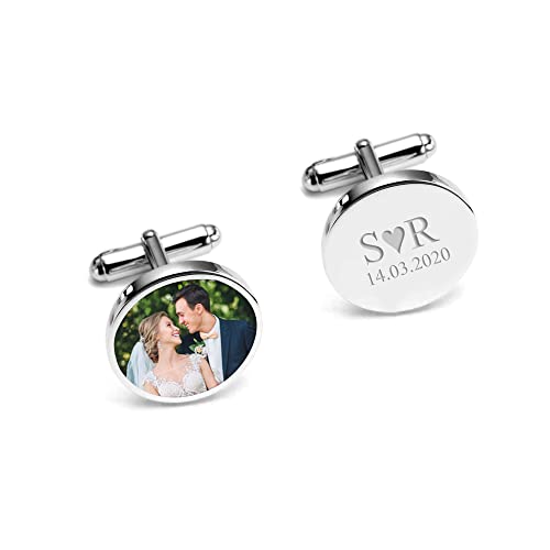 Mancuernillas personalizadas con foto grabada para hombre miniatura 1