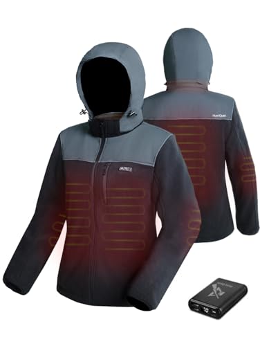 Hunt Quiet Women’s Heated Jacket Fleece with Power Bank, Rechargeable Coat for Hunting (Black,...