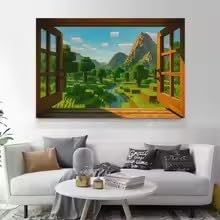 MAIMANG 1 x obraz na płótnie, Pixel Sandbox plakat do gier wideo, sztuka ścienna (60 x 90 cm, ramka wewnętrzna)