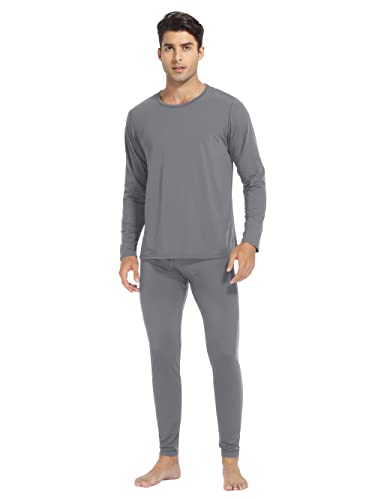 URATOT 2 Sets Men's Thermal Underwear Set Fleece Lined Thermal Underwear Soft Long Johns Top Bottom Set for Men Cold Winter4