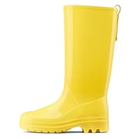 HISEA Rain Boots for Women Waterproof Garden Boots, Knee High Rain Shoes with Comfort Insole, Non-Slip Seamless Tall Rain Boots, Yellow Size 7