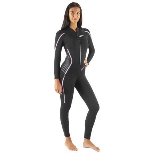 SEAC Invidia Women's 3mm UltraStretch Neoprene Wetsuit – One-Piece Front Zip Suit for Diving, Snorkeling & Freediving, 2X-Large