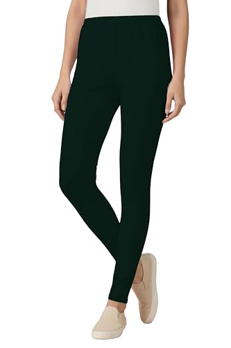 Image of Women's Cotton Lycra Ankle Length Leggings | Regular Rise, Soft 4 Way Stretch Fabric | Casual & Ethnic Wear