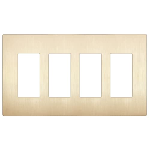 Image of LIDER Decorator Switch Cover, Screwless Wall Plate, Mid-Size 4-Gang 4.88 inch x 8.58 inch, LSWP-34M-BGD, UL Listed, Thermoplastic, Brushed Gold, 1-Pack