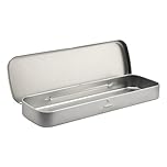 GLADFRESIT Metal Rectangular Pencil Case, Empty Hinged Tin Box for Pens Pencils Makeup Storing School Household Goods Organiser