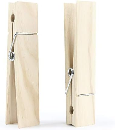 9 Inch, Giant Clothespins, Jumbo Wood Clips for DIY Craft, Bathroom or Laundry Room Decoration, 2 PCS