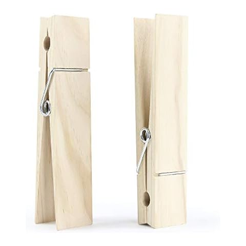 9 Inch, Giant Clothespins, Jumbo Wood Clips for DIY Craft, Bathroom or Laundry Room Decoration, 2 PCS Cover