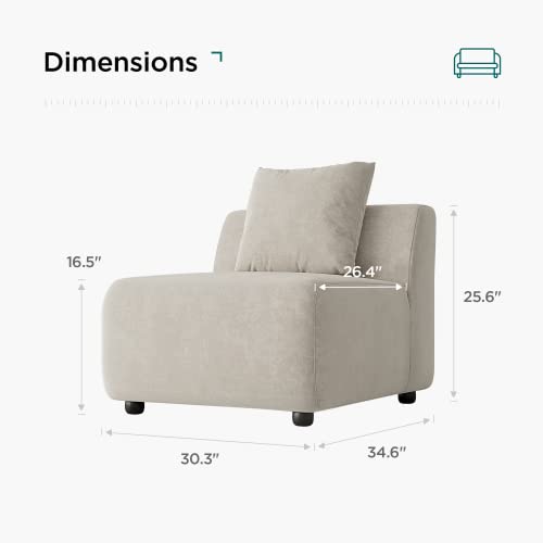 Acanva Modern Convertible Sectional Modular Sofa, L-Shaped Couch For Living Room, 1-Seater, Beige Armless Chair #TOP1