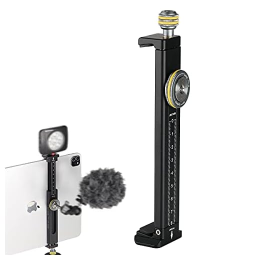 Aluminum iPad Holder for Tripod Mount, Universal Phone Tablet Clamp Tripod Adapter Bracket w Cold Shoe Mount 1/4 inch Screw and Acra Swiss Rail for iPad 4/Mini/Air/Pro/Surface Pro/iPhone/Galaxy Tab