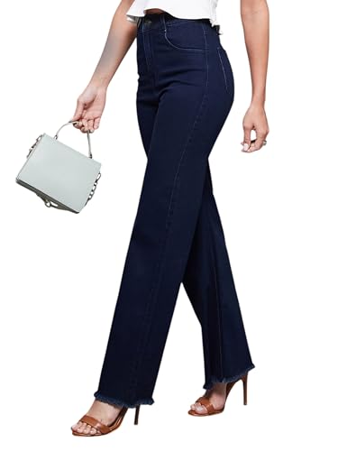 Image of Miss Chase Women's Wide Leg High Rise Regular-Length Stretchable Denim Jeans